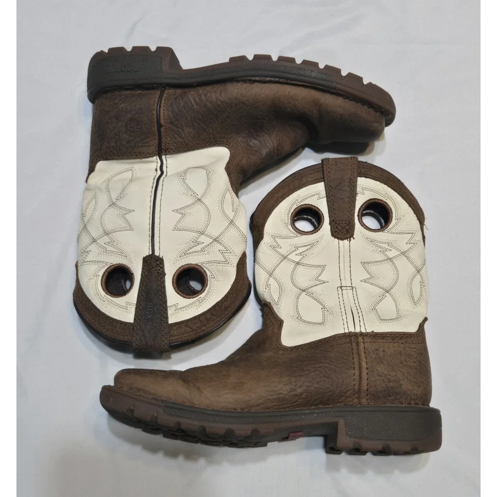 Rocky Legacy 32 Waterproof Western Boot Brown/White Big Kids Size 1M 8